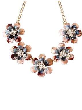 Acrylic Crystal Flower Lightweight Statement Necklace